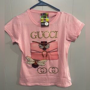 Faux Gucci Pink Embellished Shirt
